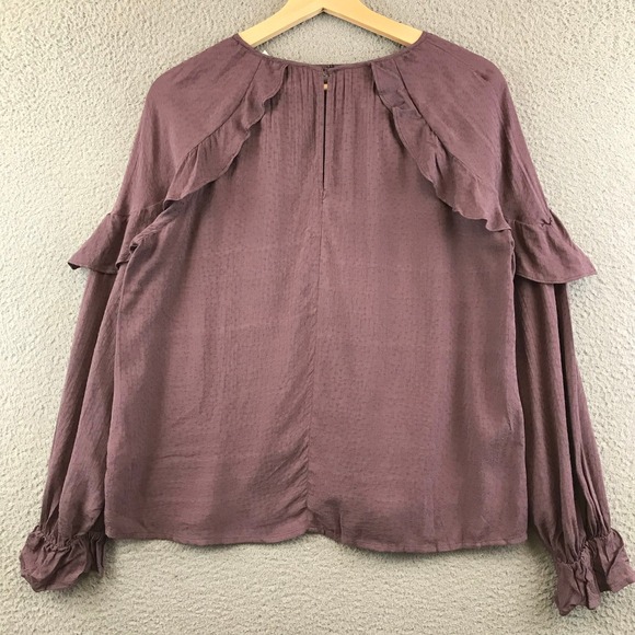 NWT Nordstrom Lush Peppercorn Long Sleeve Blouse Top SZ M - Picture 2 of 10